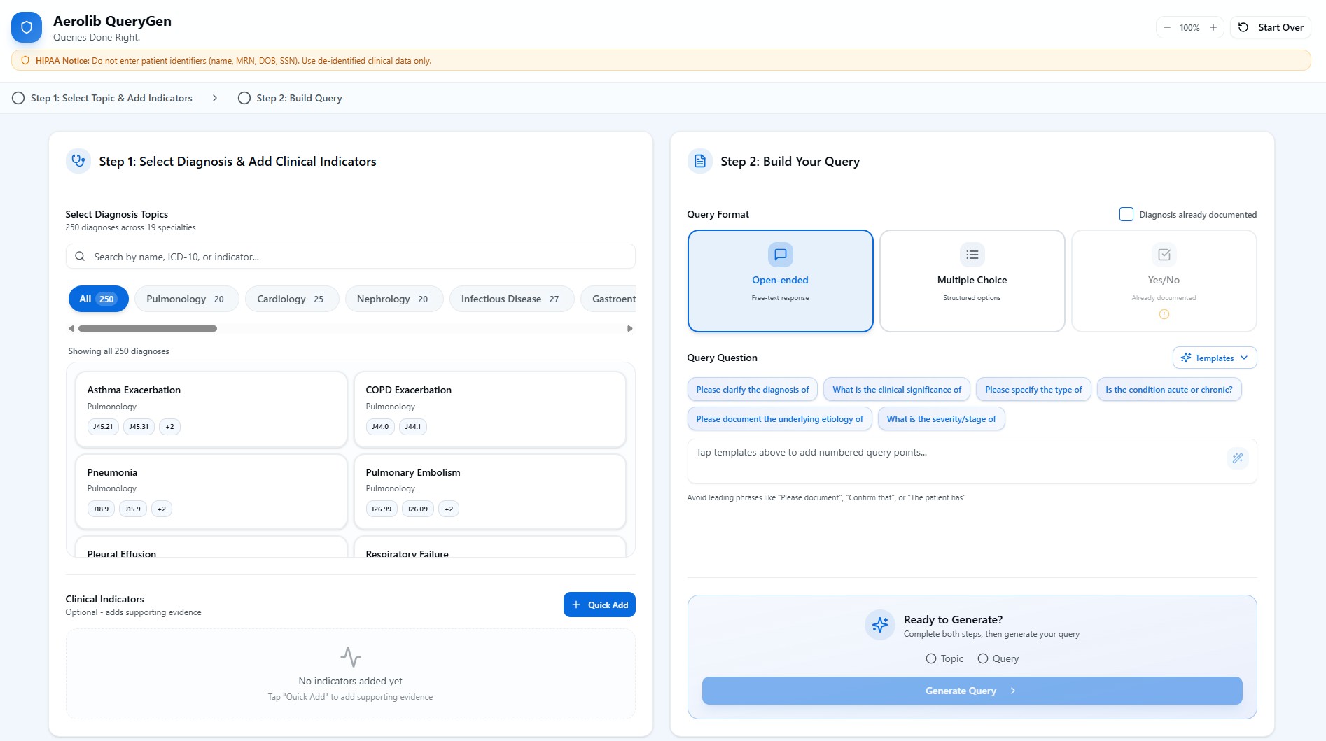Query Generation Interface
